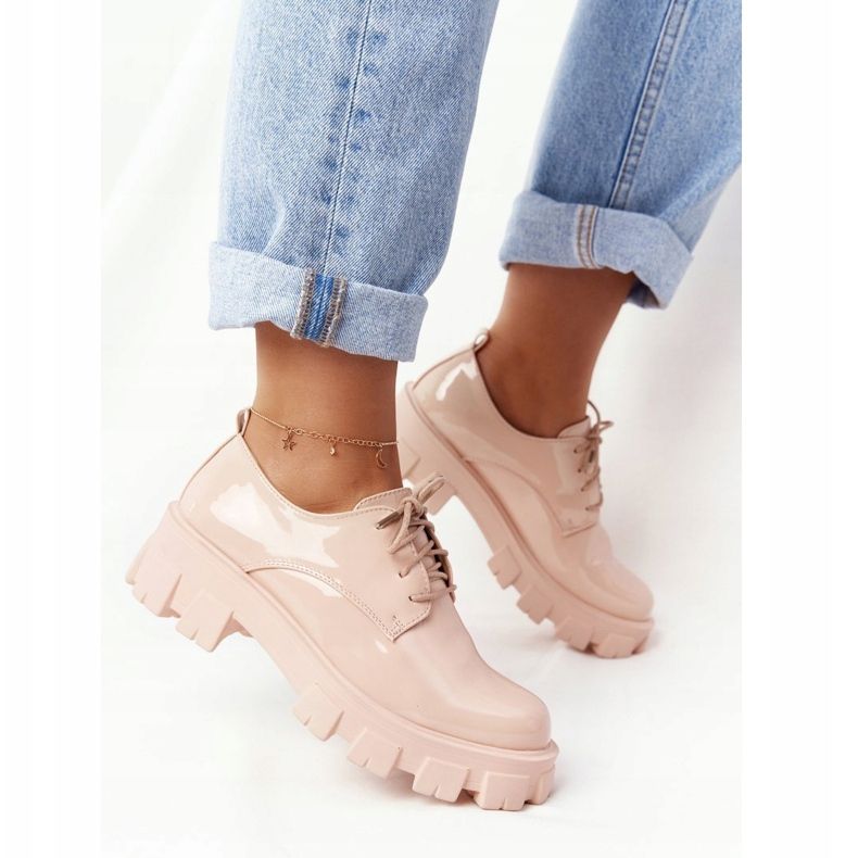 PS1 Oxfords för kvinnor på Naken Imogen -plattformen beige rosa 2