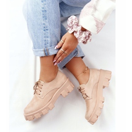 PS1 Oxfords mockaskor för kvinnor på Naken Imogen -plattformen beige rosa 1
