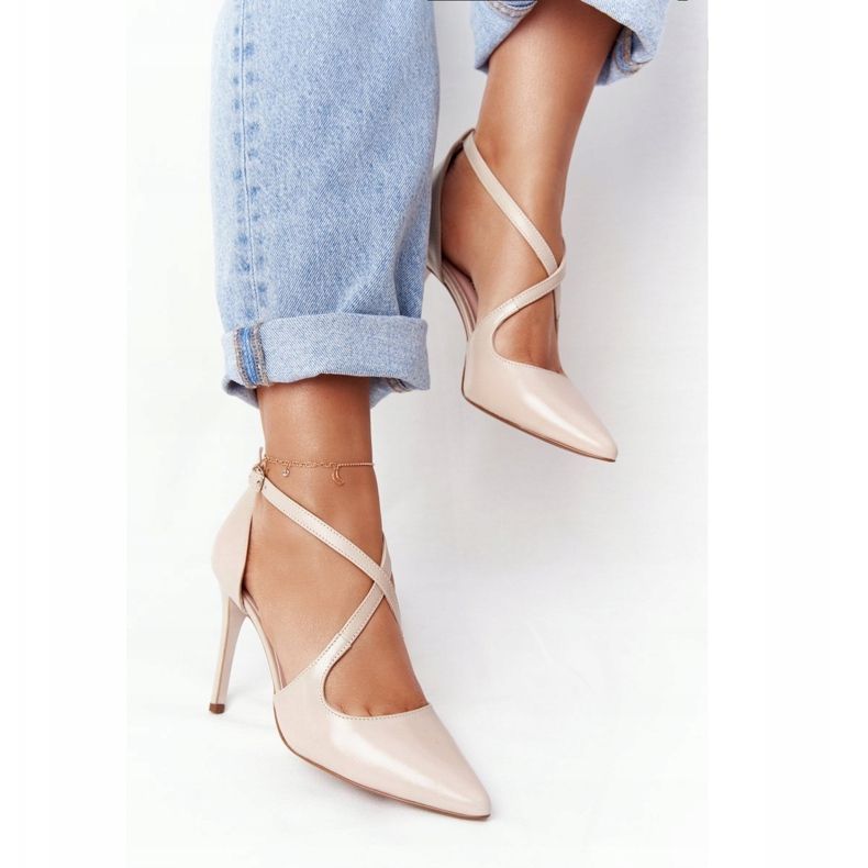 PV3 Eleganta läderhögklackar Visconi 7400 Beige 2