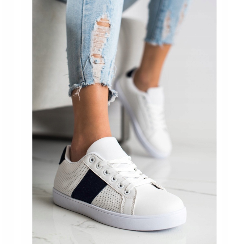 SHELOVET Openwork sneakers med ekoläder vit 1