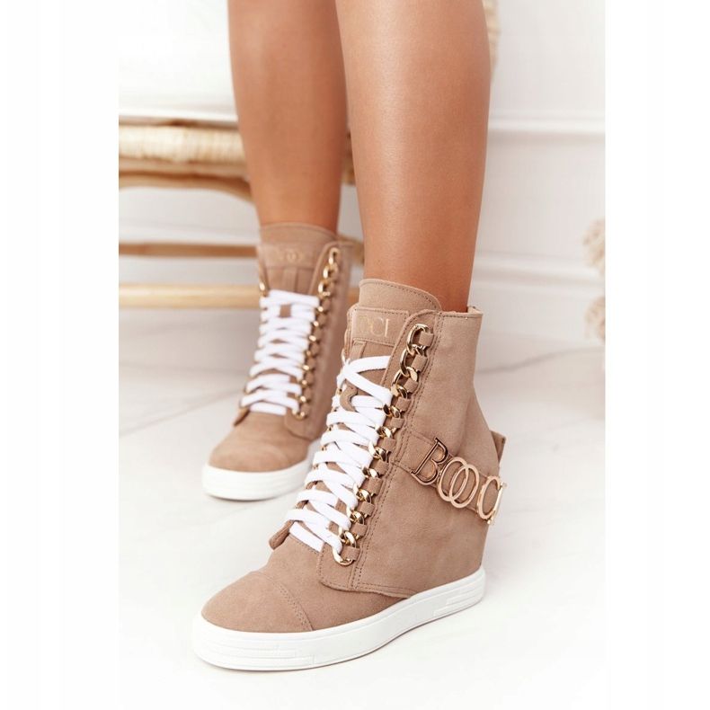 Dammocka Sneakers BOOCI Golden Letters Bright Camel brun 1
