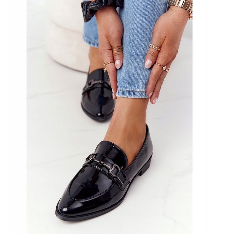 S.Barski Eleganta kvinnors loafers S. Barski lackerad svart 1