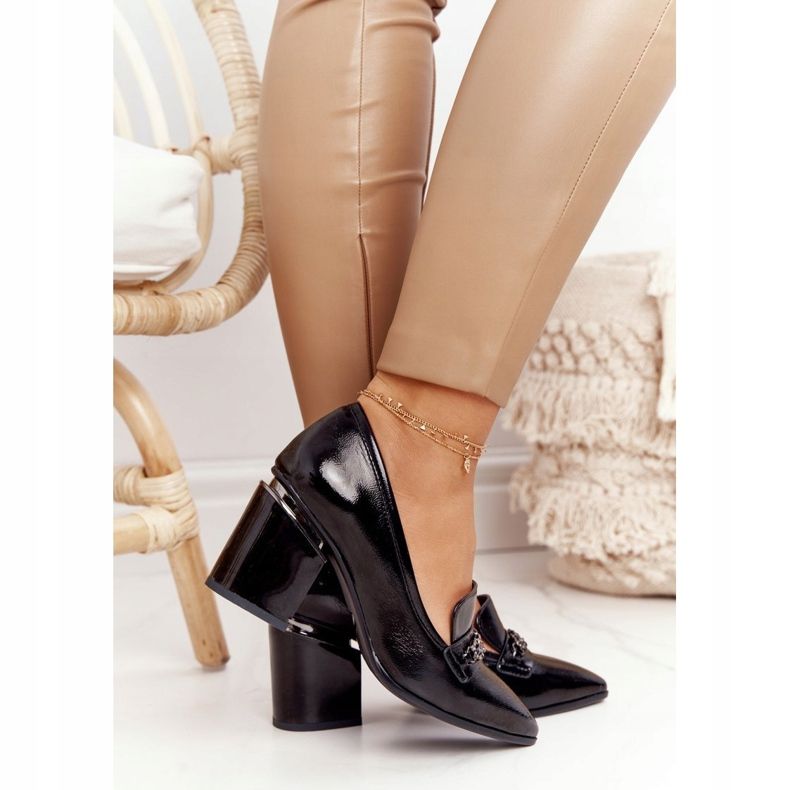 Eleganta pumpar på en bar S.Barski Premium Black svart 2