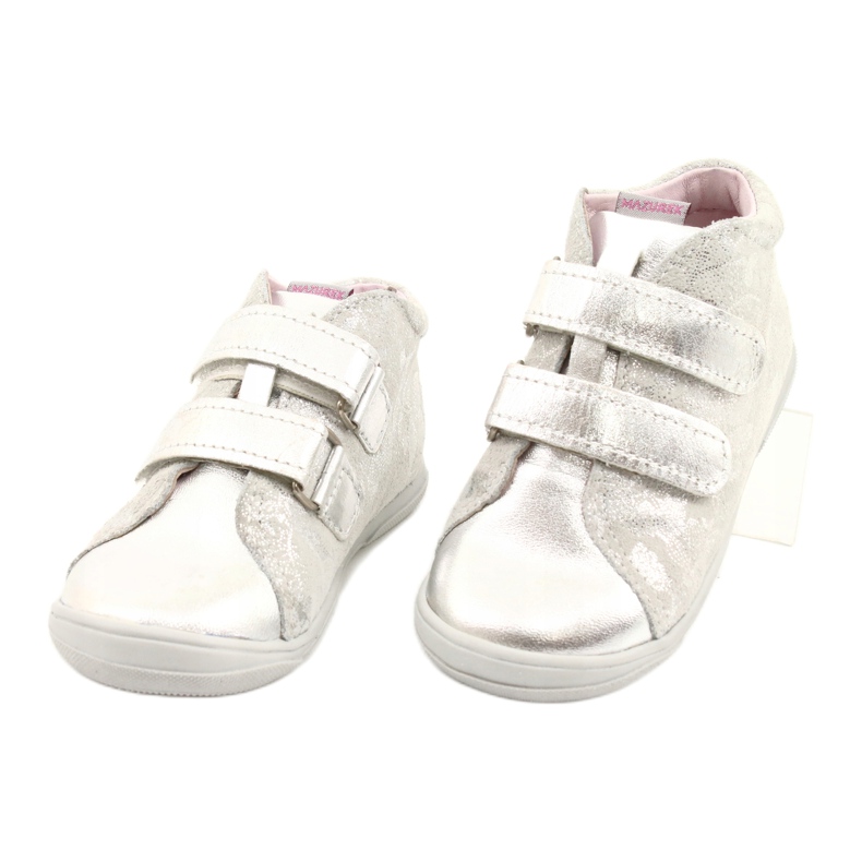 Mazurek Sportläderskor med kardborreband 1264 silver silver- grå 2