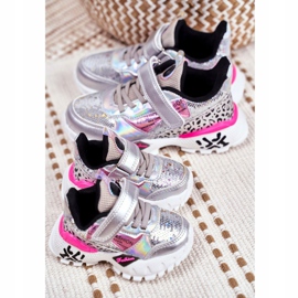 FRROCK Sportbarnskor med kardborreband Silver Var lycklig grå 4