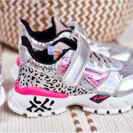 FRROCK Sportbarnskor med kardborreband Silver Var lycklig grå 7