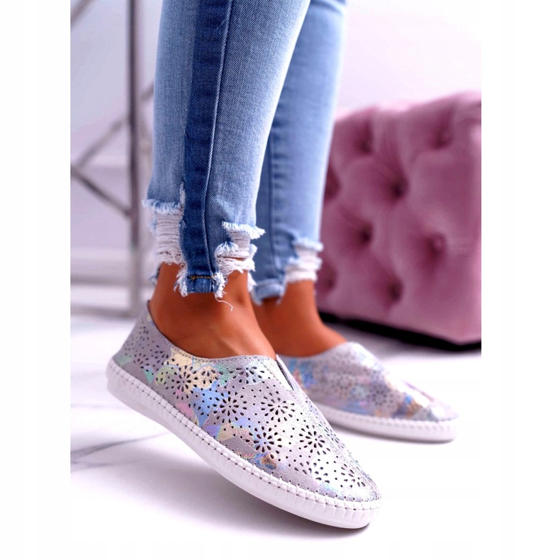 Jezzi Kvinnors grå läder sneakers komfortinsats 1