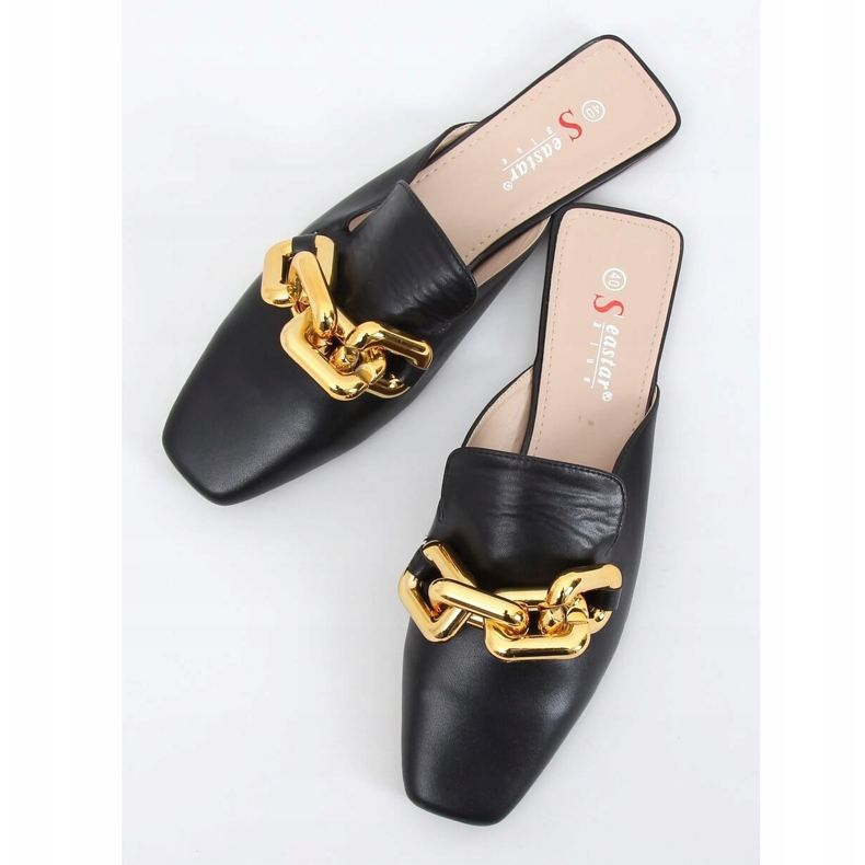 Svarta T500P Svarta tofflor med kedja 1