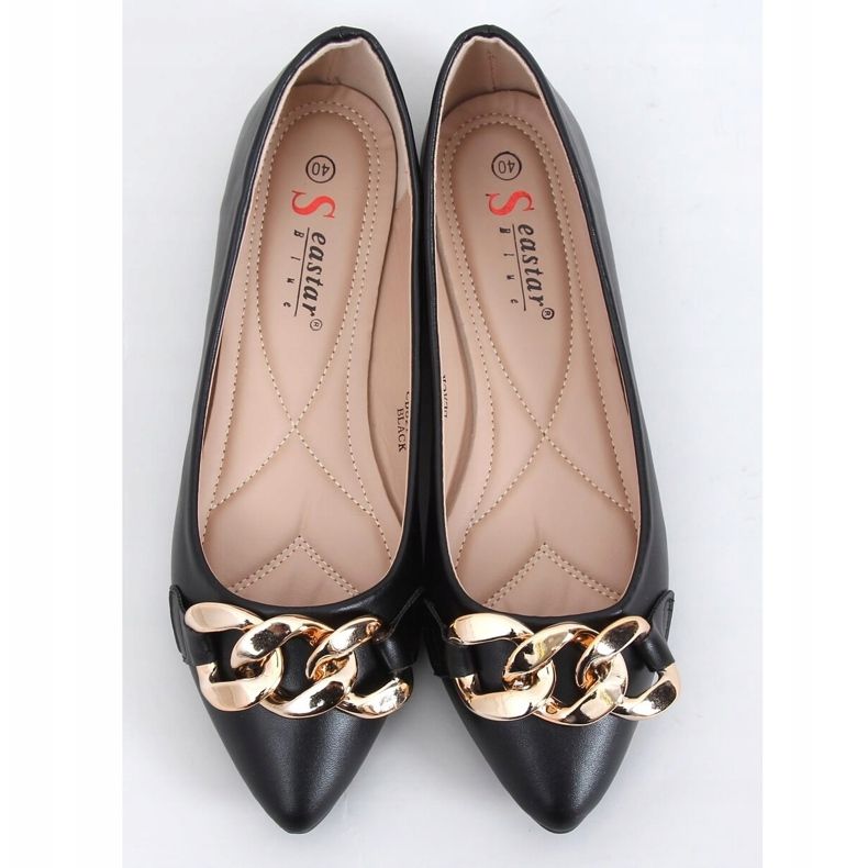 Svart CD82P Svarta ballerinor med kedja 1