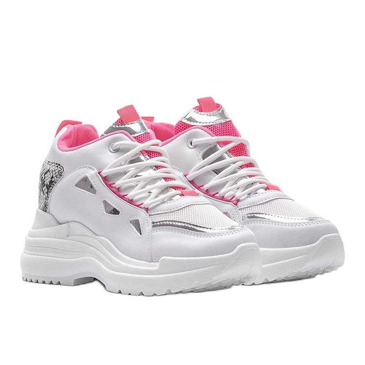 Vita och rosa Felicia snake sneakers 1