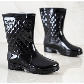 Bona Glänsande Quiltade Wellies svart 1