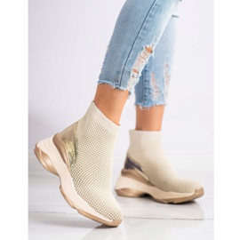 SHELOVET Sneakers med hög textil beige 2