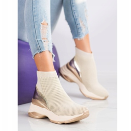 SHELOVET Sneakers med hög textil beige 1