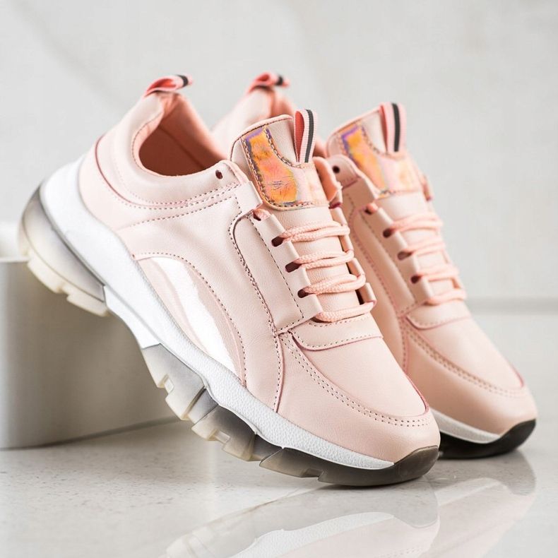 SHELOVET Rosa sneakers med ekoläder 1