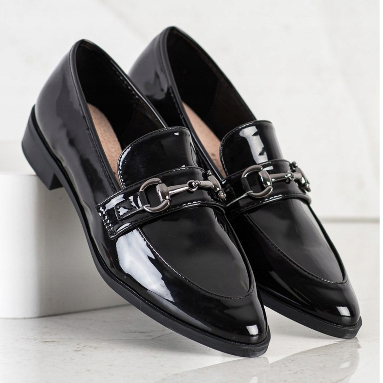 S. BARSKI Eleganta mockasiner i Spitz svart 1