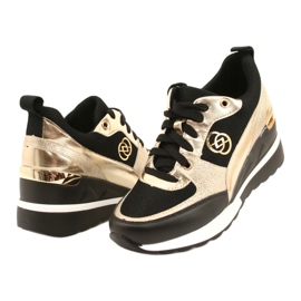 Evento Wedge Sneakers dam 21PB35-4001 Black Gold Roxet svart gyllene 3