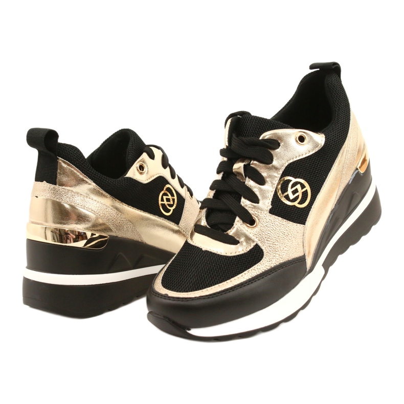 Evento Wedge Sneakers dam 21PB35-4001 Black Gold Roxet svart gyllene 3