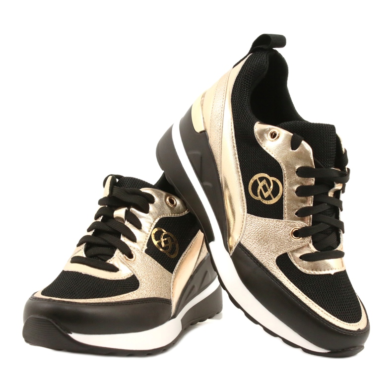 Evento Wedge Sneakers dam 21PB35-4001 Black Gold Roxet svart gyllene 4