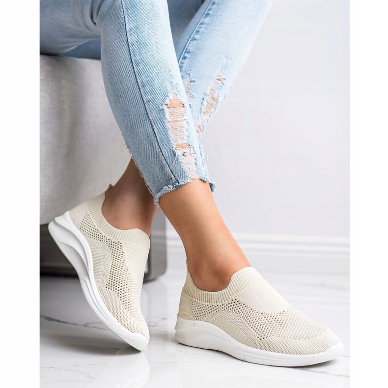 Ideal Shoes Beige Sports Slipons brun 2