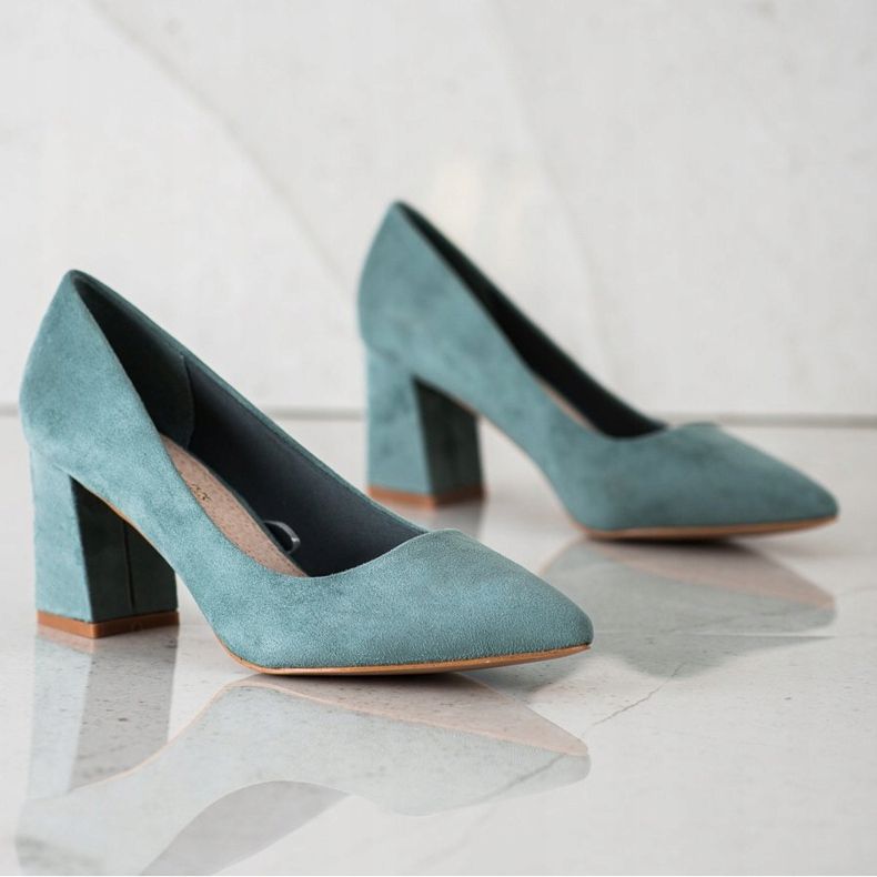 Klassiska VINCEZA -pumpor i mocka grön 1