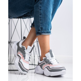 SHELOVET Lätta sportskor vit rosa grå 2