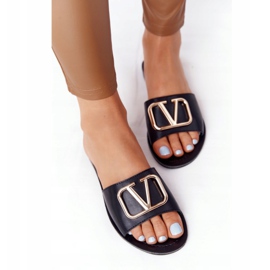 PS1 Kvinnors klassiska svarta tofflor Vicky gyllene 2