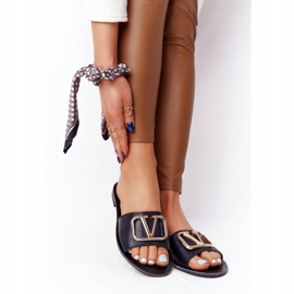 PS1 Kvinnors klassiska svarta tofflor Vicky gyllene 1