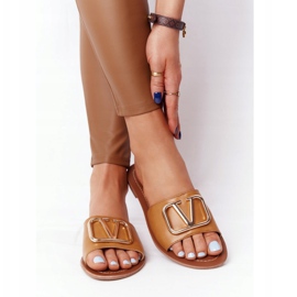 PS1 Kvinnors klassiska tofflor Camel Vicky brun gyllene 2