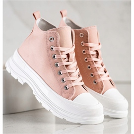 SHELOVET Höga sneakers på plattformen rosa 1