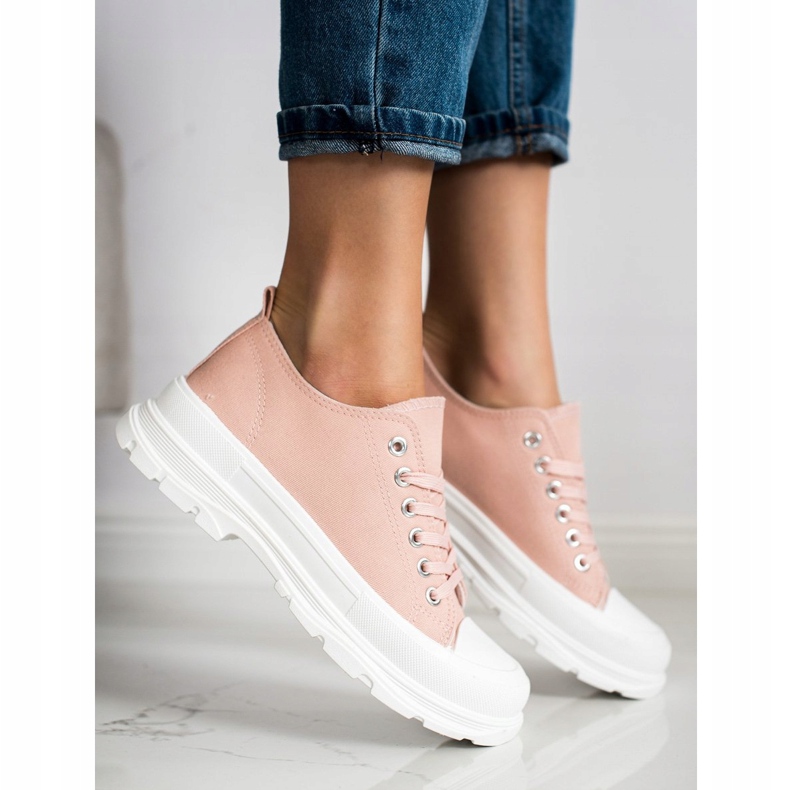 SHELOVET Rosa sneakers på plattformen 2