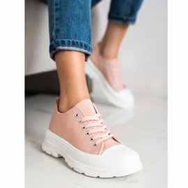 SHELOVET Rosa sneakers på plattformen 1