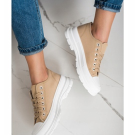 SHELOVET Beige sneakers på plattformen 1