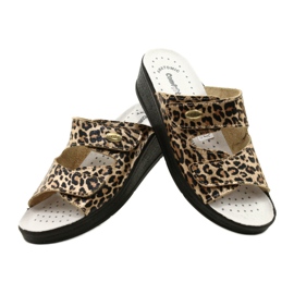 Kvinnors läderflip flops leopardtryck beige 4