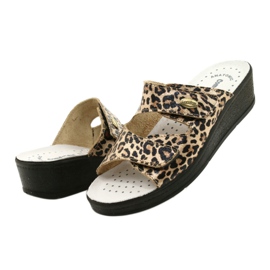 Kvinnors läderflip flops leopardtryck beige 3