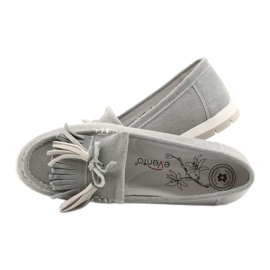 Evento Damskor, mockaskinn med fransar, grå batist 4