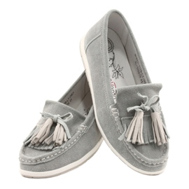 Evento Damskor, mockaskinn med fransar, grå batist 3