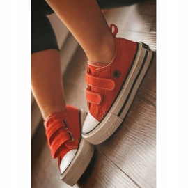 Barnens låga sneakers med kardborreband Big Star HH374098 Röd 2