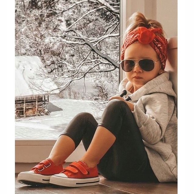 Barnens låga sneakers med kardborreband Big Star HH374098 Röd 1