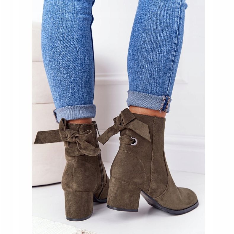 PJ1 Kvinnors gröna varma stövlar på en häl Kayla 2