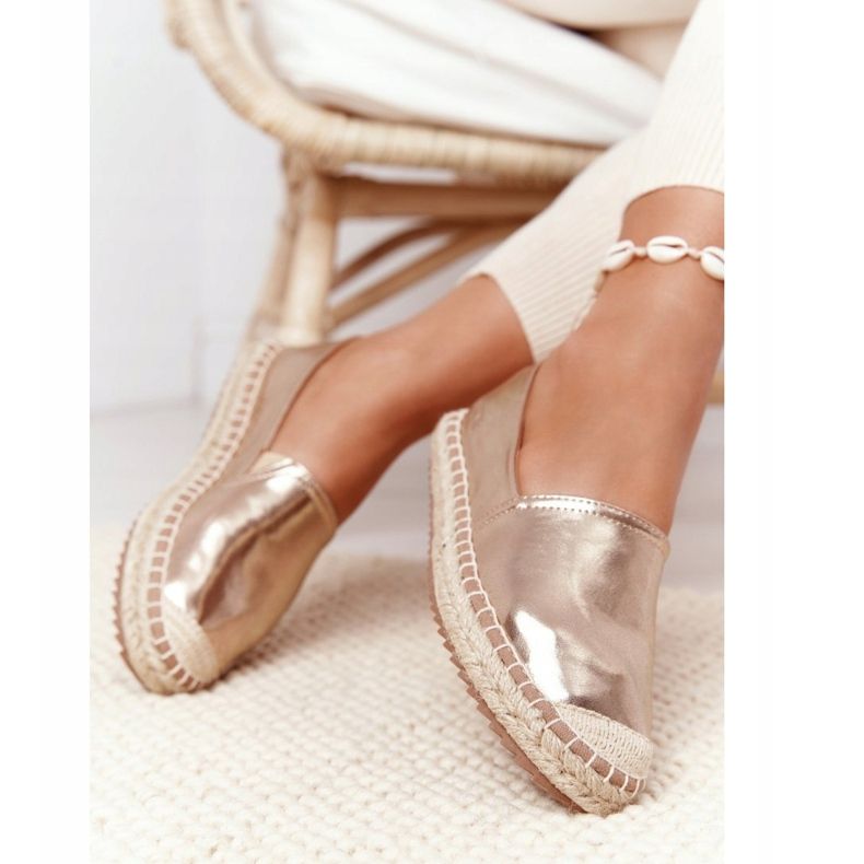 Läder Espadriller på en flätad sula Big Star HH274503 Golden gyllene 2