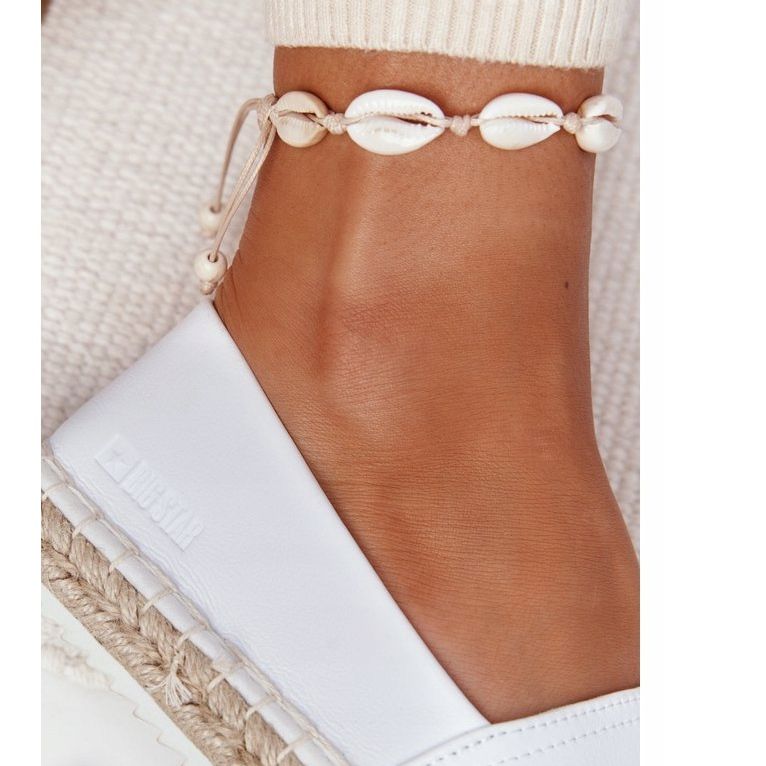 Läder Espadriller På En Flätad Sula Big Star HH274506 Vit 1