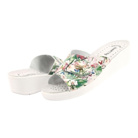 Comfooty Kvinnors läderflip -flops med blommor vit 3