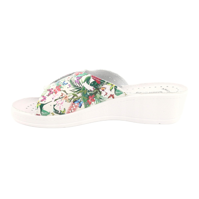Comfooty Kvinnors läderflip -flops med blommor vit 1