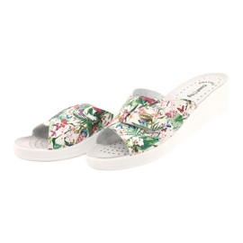 Comfooty Kvinnors läderflip -flops med blommor vit 2
