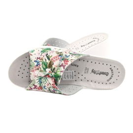 Comfooty Kvinnors läderflip -flops med blommor vit 5