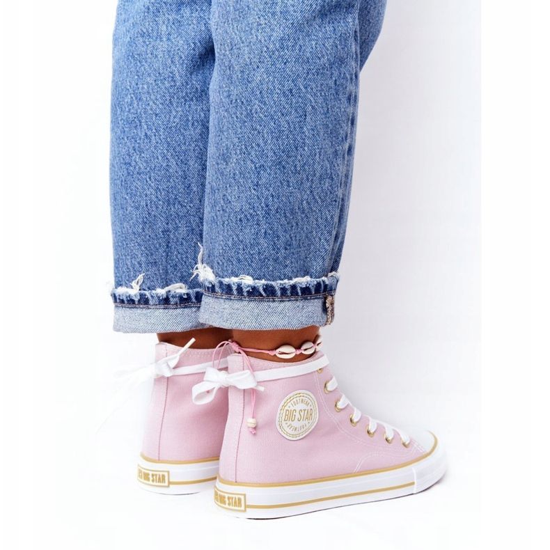 Kvinnors högsta sneakers Big Star HH274447 Rosa 1