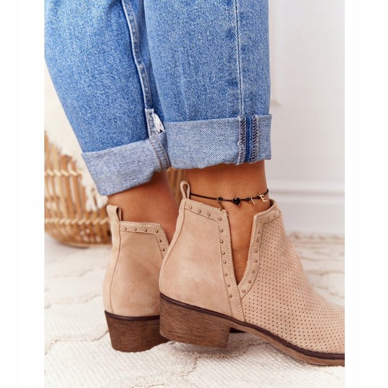 PS1 Openwork stövlar med utskärningar Beige Clever brun 1