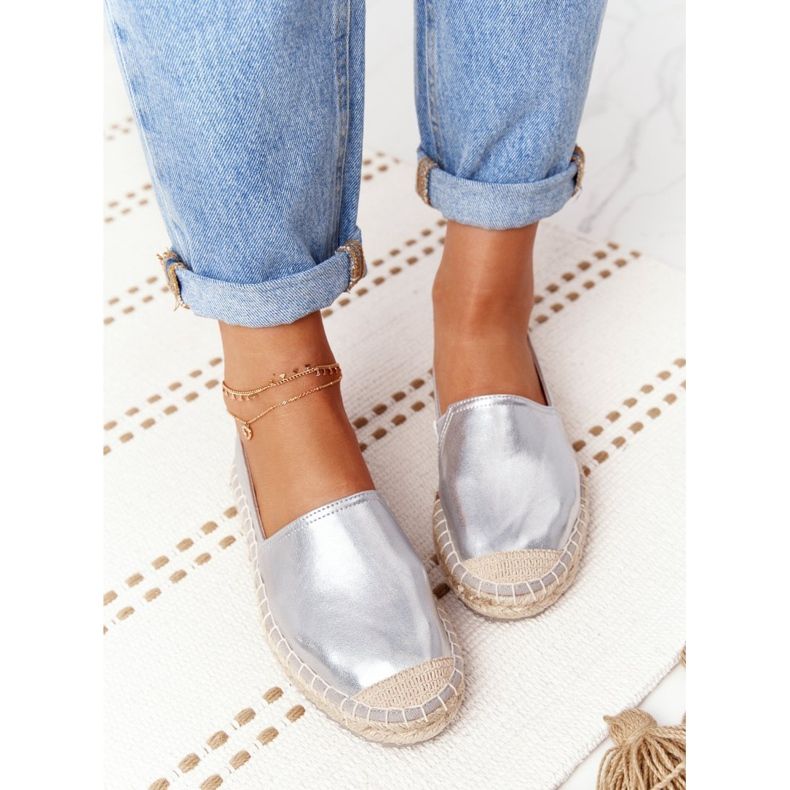 Läder Espadriller på en flätad sula Big Star HH274504 Silver silver- 2