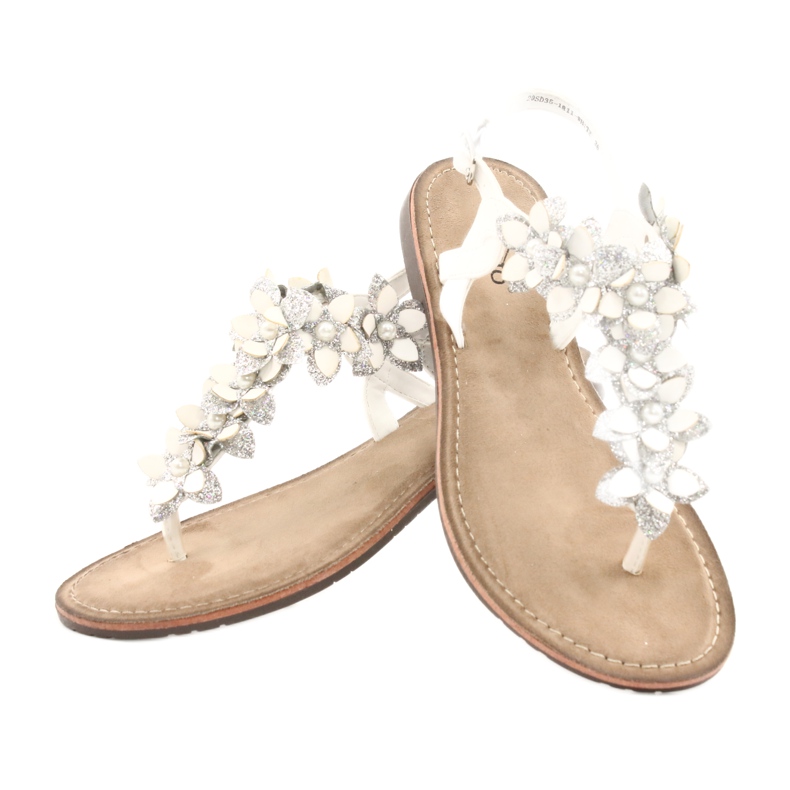 Evento Sandaler för kvinnor med en pärla 20SD35-1811 vit silver- 2