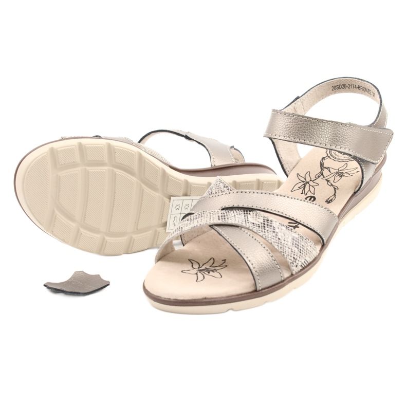 Evento Bekväma lädersandaler 20SD20-2174 Brons beige brun mångfärgad 2